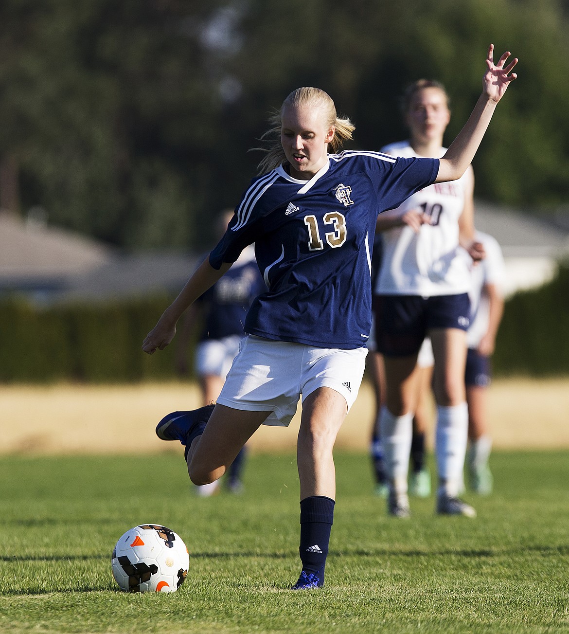 LOREN BENOIT/Press
Timberlake&#146;s Ashley Neuberger passes the ball to a teammate in a game against Coeur d&#146;Alene Charter Academy on Tuesday.