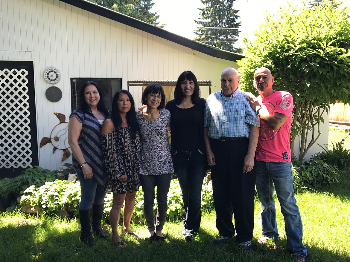 Washington Post editor Kathryn Tolbert, third from left, is pictured with members of the Aho family who were interviewed for the Japanese war brides oral history project. From left are Kyoko Aho,Emy Aho, Tolbert, Kathlene Burk (whose family members also were interviewed), James Aho and John Aho.