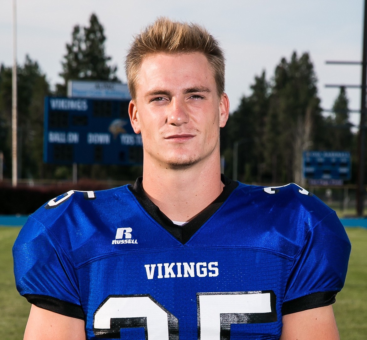 Courtesy photo
Coeur d&#146;Alene senior linebacker wide receiver Ross Chadderdon is this week&#146;s Viking Football defensive Player of the Game. Chadderdon had 12 tackles, including four tackles-for-loss, in Saturday&#146;s 62-43 victory over Mead. Chadderdon also recorded the most tackles on special teams and scored on a 63-yard pass reception.