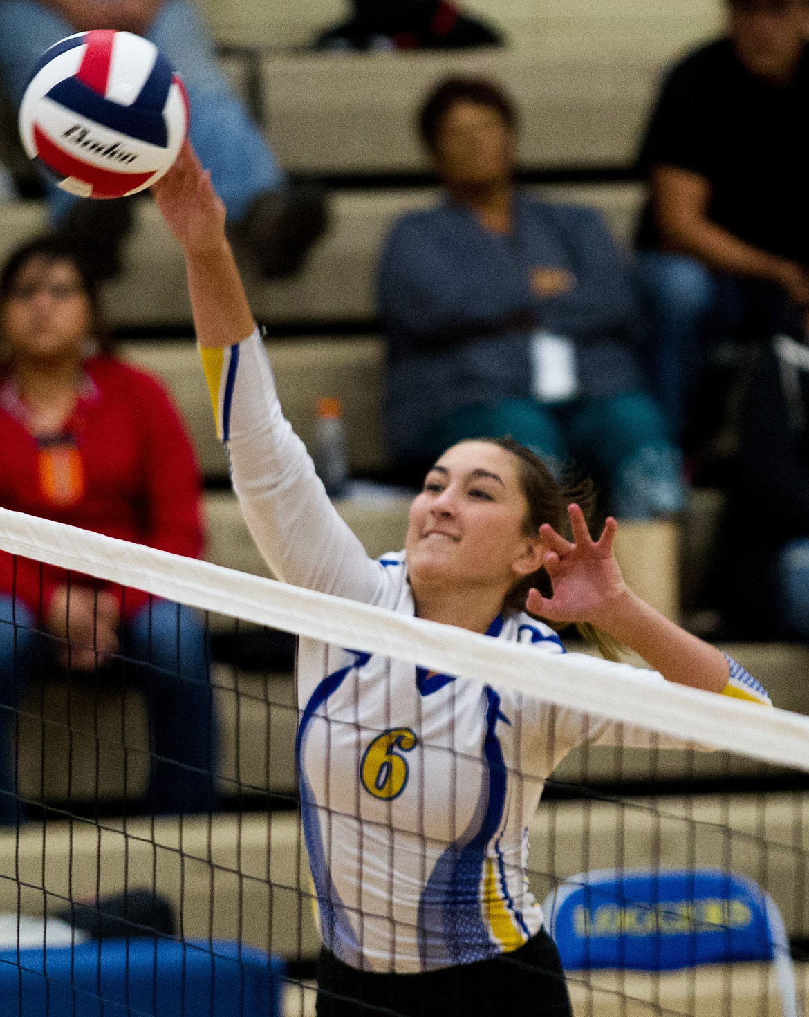 Libby&#146;s Brooklyn Rainer recorded eight kills against Browning Saturday. (John Blodgett/The Western News)