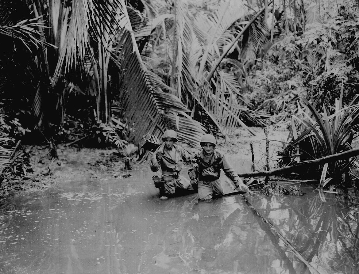 NATIONAL ARCHIVES
PFC Leonard C. Brostrom&#146;s platoon fighting the Japanese in the Philippines had to battle in intense tropical heat and swampland north of where General MacArthur landed at Leyte Gulf.