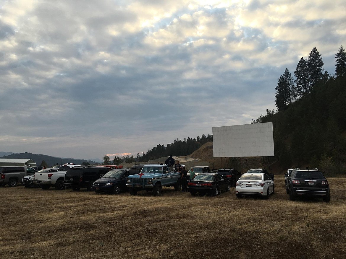 Lets all go to the movies! The first attendees for &#147;Stand by me&#148; park in front of the drive-in movie screen in Smelterville.
