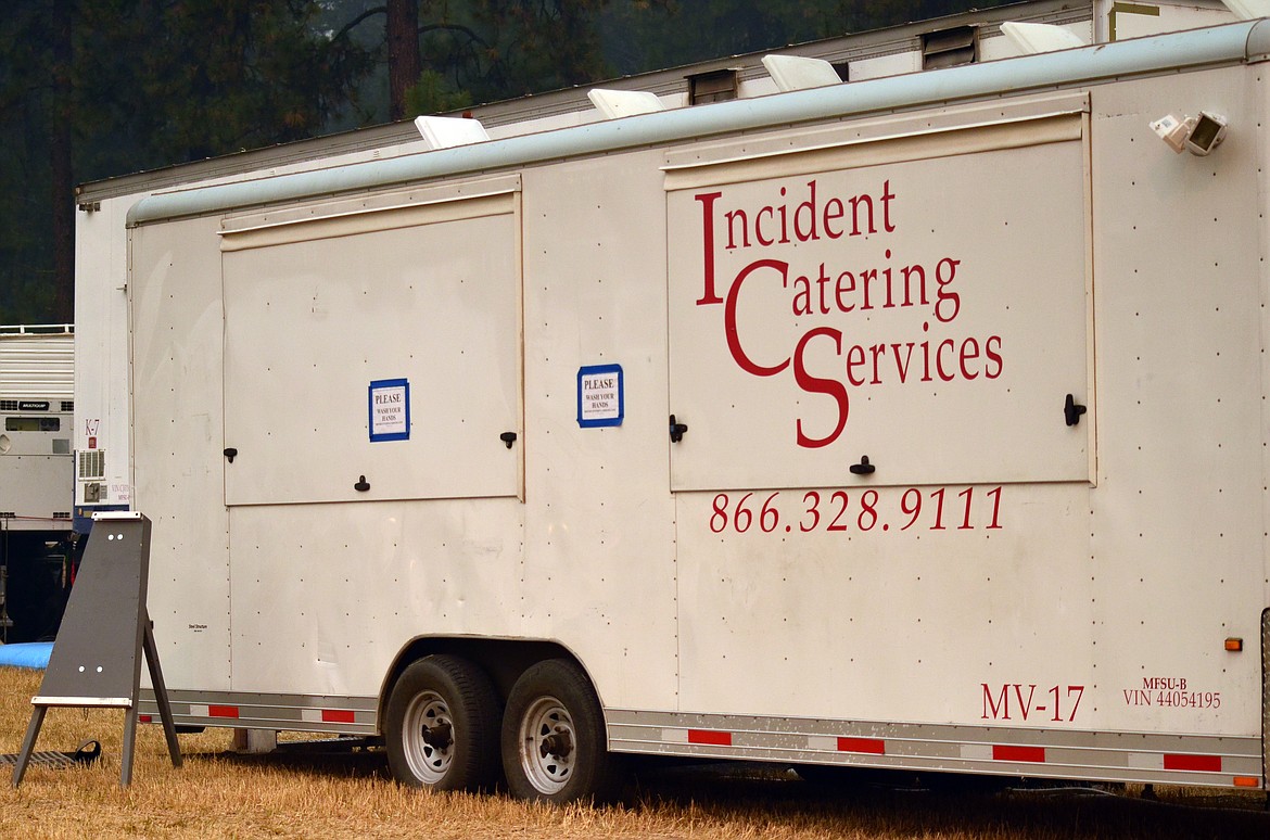 The ICS truck that creates the meals for firefighters each day at the ICP camp. (Erin Jusseaume/ Clark Fork Valley Press)