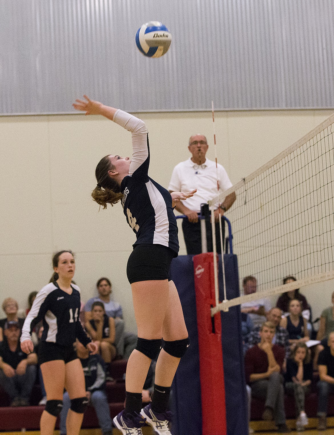 LOREN BENOIT/Press

Chloe Turnbull of Coeur d&#146;Alene Charter Academy hits a spike over the net during a match against Timberlake High School on Tuesday at Holy Family Catholic Church.