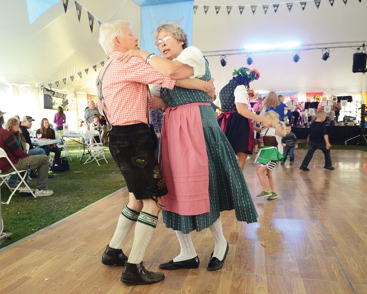 Dancing to polka music is a popular activity at the Great Northwest Oktoberfest at Depot Park in Whitefish.