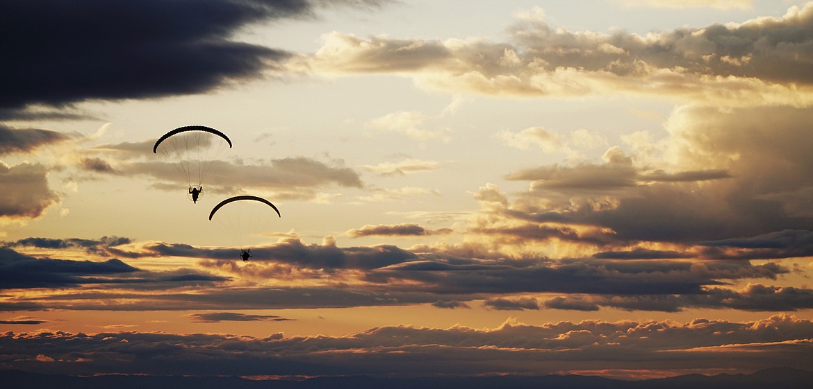 Paramotor pilots fly at sunrise during the 2016 Icarus Trophy adventure race. (Courtesy of The Adventurists)