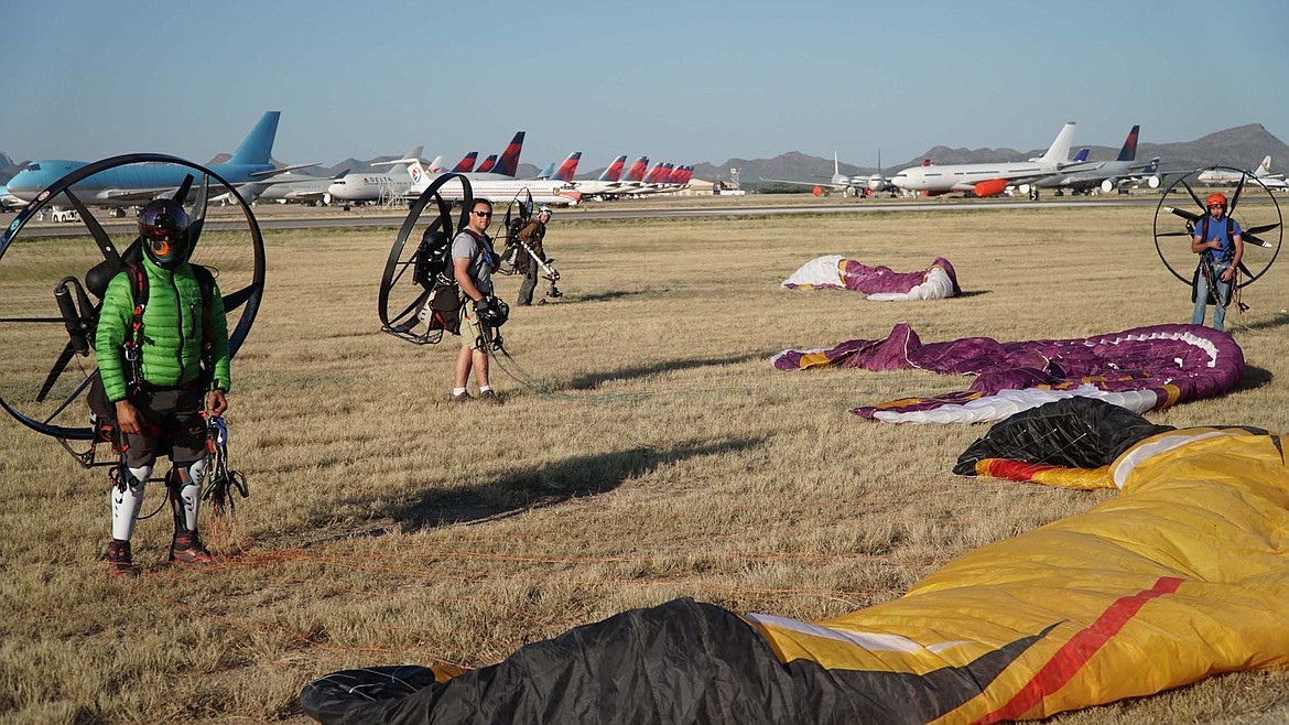 Paramotor pilots prepare to launch during the 2016 Icarus Trophy. (Courtesy of The Adventurists)