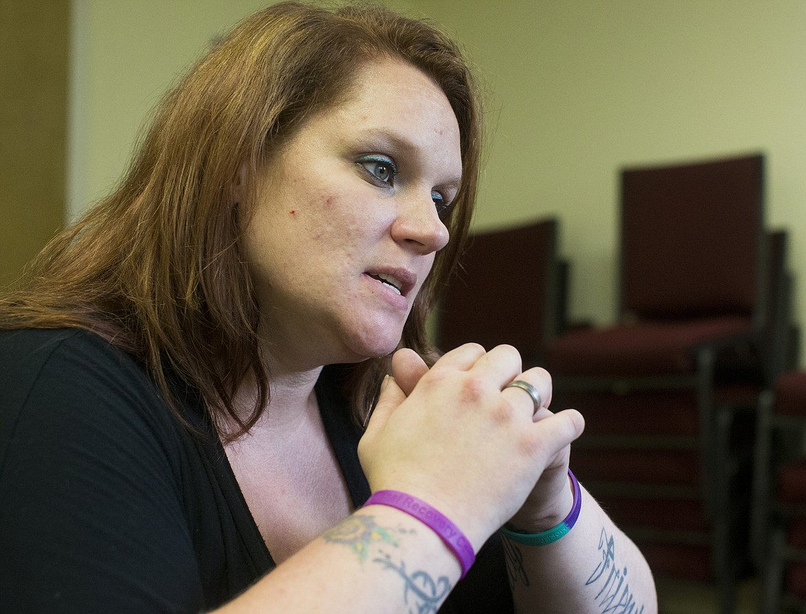 Adrianne Ridenour, 36, shares her life story of recovery with The Press on Tuesday at the Kootenai Recovery Community Center in Coeur d&#146;Alene. 
Photos: LOREN BENOIT/Press