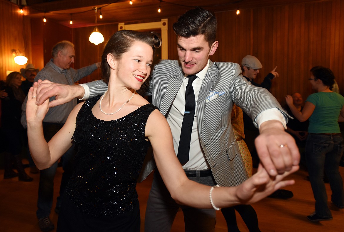 Hana Head and Pete Milne dance at the North End Swing New Year's Eve Celebration. (Brenda Ahearn/This Week in the Flathead)