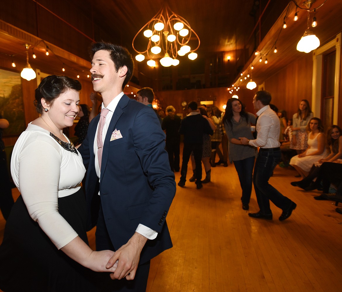 Lindsey Rosenberry dances with Levi Hoch at the North End Swing New Year's Eve Celebration. (Brenda Ahearn/This Week in the Flathead)