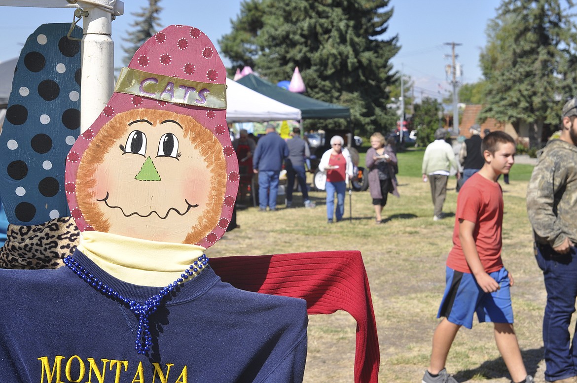 Students from Ronan High School made scarecrows that were sold at Harvest Fest over the weekend. Organizers say that anyone interested in purchasing a scarecrow for $35 can inquire at the Flower Mill in Ronan. (Ashley Fox/Lake County Leader)