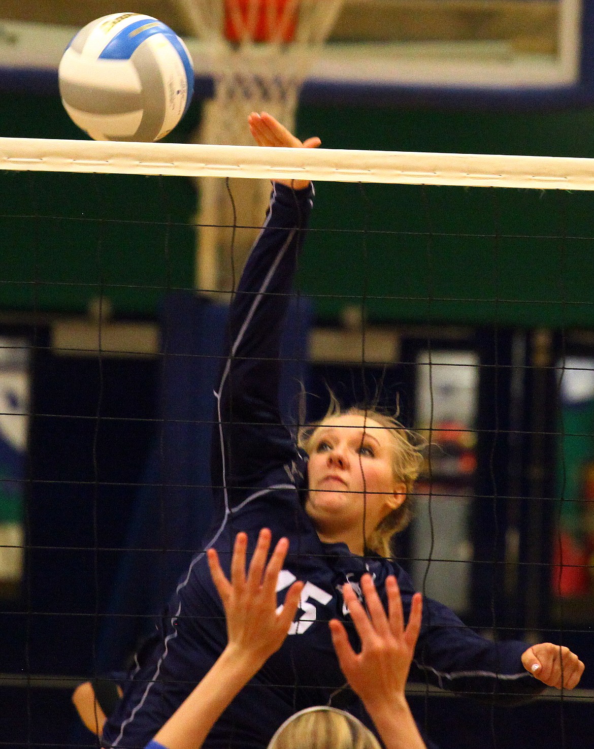 Rodney Harwood/Columbia Basin Herald
Sophomore Madison Powers finished with a team-high 12 kills for Big Bend Community College Wednesday night at DeVries Activity Center. The Vikings dropped the NWAC match in five games.