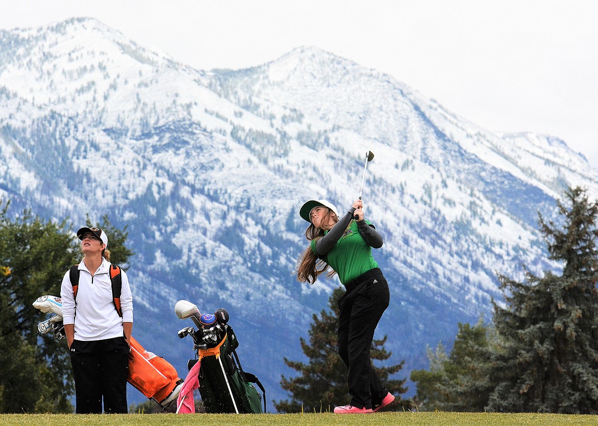 Gracie Young tees off in Hamilton during the Western A Divisional Tournament last week. (Jeff Doorn photos)