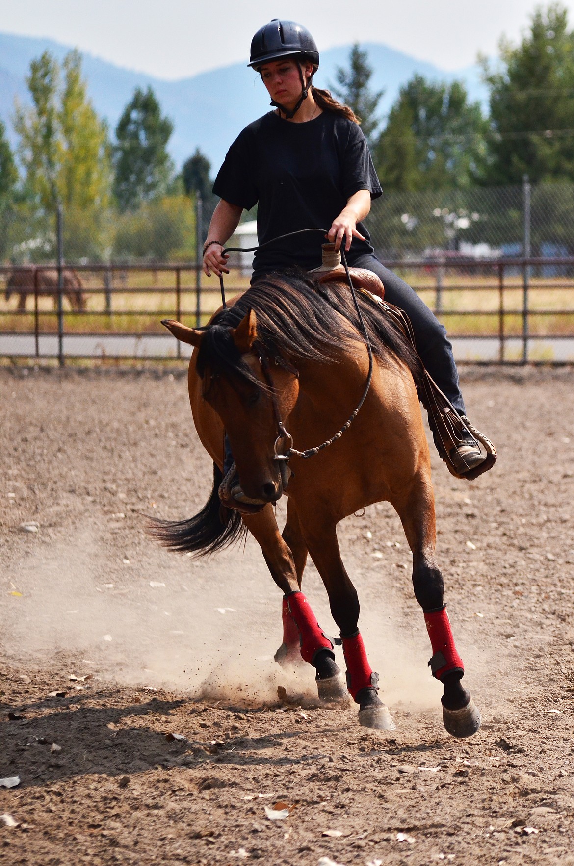 Sadie Sweet and Reno, working on some fine techniqual paces during the group practice session. (Erin Jusseaume/ Clark Fork Valley Press)