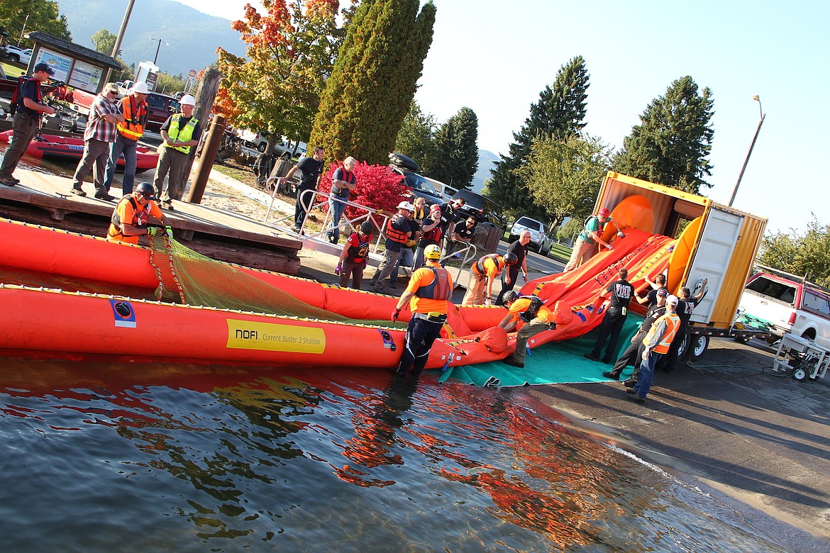 (Photo by KEITH KINNAIRD)
The NOFI Current Buster 2 is deflated and rolled up into its trailer on Friday at the City Beach boat launch.