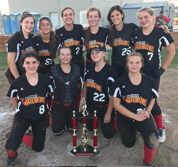 Courtesy photo
The Northwest Wildfire 16-and-under girls softball team went 4-2 took the Silver championship in The Washington Angels Fall Invite in Richland, Wash., Sept. 30-Oct. 1. In the front row from left are Hope Bodak, Shelby Melton, Madison McDowell and Chloe Melton; and back row from left, Phoebe Schultze, Alexis Mitchell, Aubree Chaney, Sarah Salyer, Skylar Burke and Abby Gray. Not pictured are Allison Russum, Emma Bohl, head coach Mike McDowell, coach Cory Bodak and coach Gary Schultze.