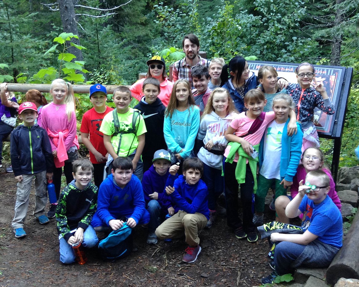 Courtesy photo
Pictured is Eli Bourgard&#146;s fourth-grade class. All of the fourth-grade classes at Pinehurst Elementary School recently visited the Pulaski Tunnel Trail in Wallace as part of their Idaho history unit. Students were from Mr. Bourgard&#146;s, Mrs. Derbyshire&#146;s and Mrs. McKinnon&#146;s classes and they go on the hike following their study of the 1910 fire in class and then they hike the trail so the students can see and experience the history they studied. The annual field trip is one of the highlights of the fourth grade.