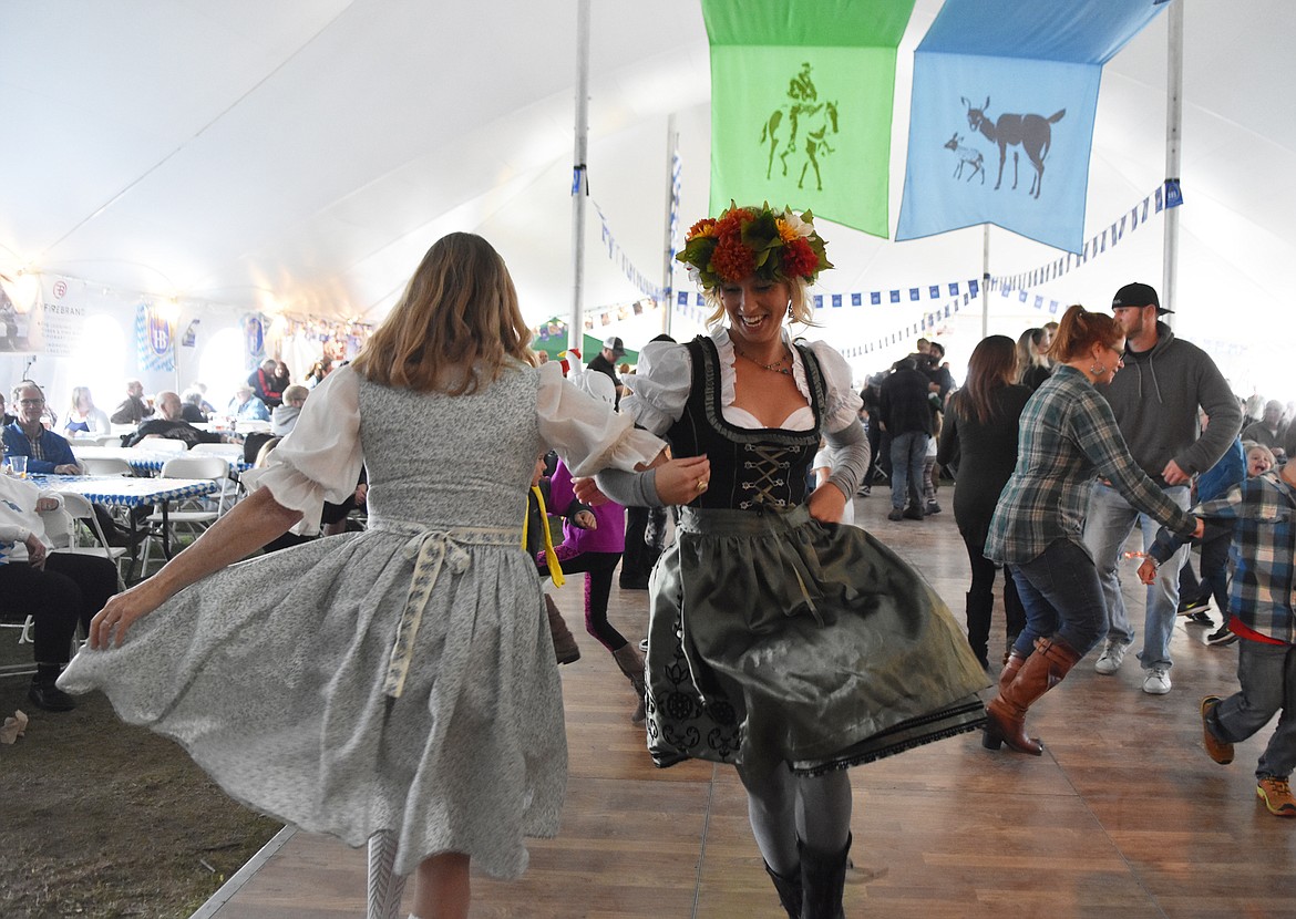 The Chicken Dance is a popular activity at the Great Northwest Oktoberfest.