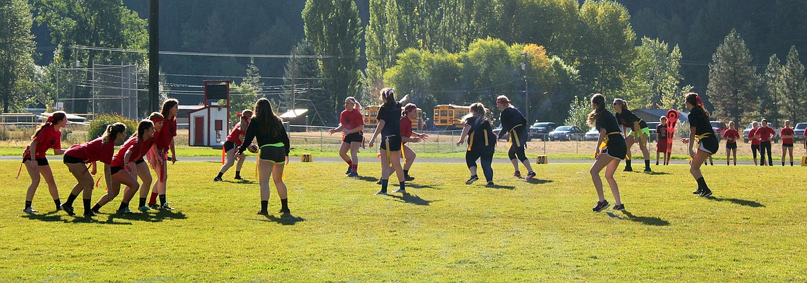 Courtesy photo
A little powderpuff football action. The combined senior/freshman team knocked off the junior/sophomore team 16-14.