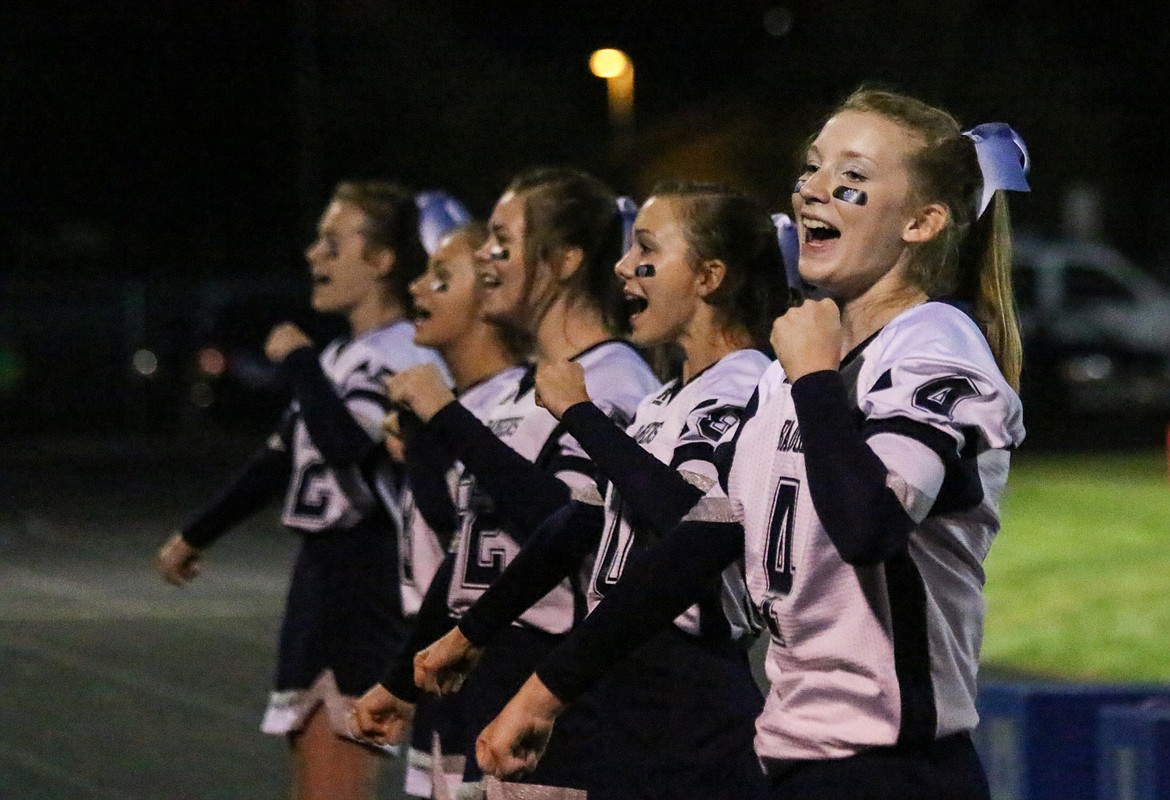 The cheerleaders show their spirit during the Home-coming football game.

Photos by Mandi Bateman