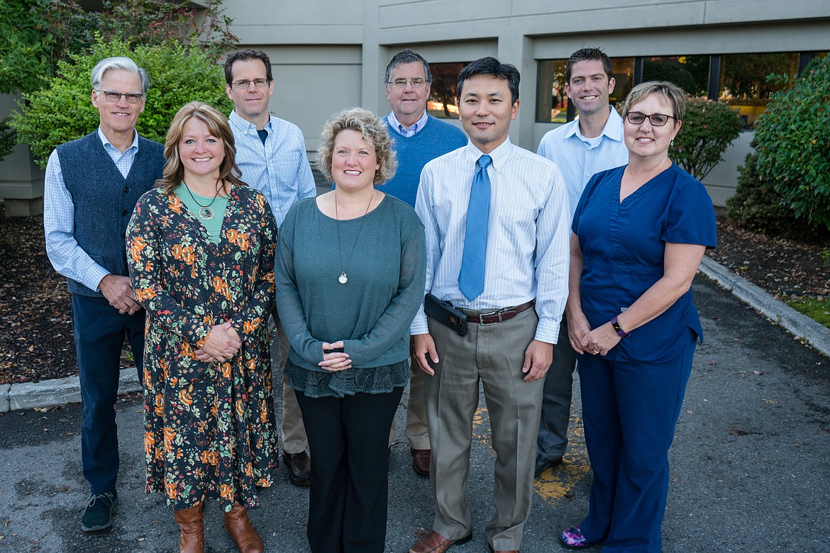 Courtsey photo
Kootenai Health Clinic Cancer Services, which recently earned a center of excellence designation for its breast cancer program from the American College of Surgeons.
Pictured from left, back row: Dr. Tim Quinn, Dr. Devin Caywood, Dr. Mike deTar, Dr. Aaron Wagner. Pictured from left, front row: Teresa Johnston, Jennifer Neely, Dr. Kevin Kim, Jodi Schmidt.