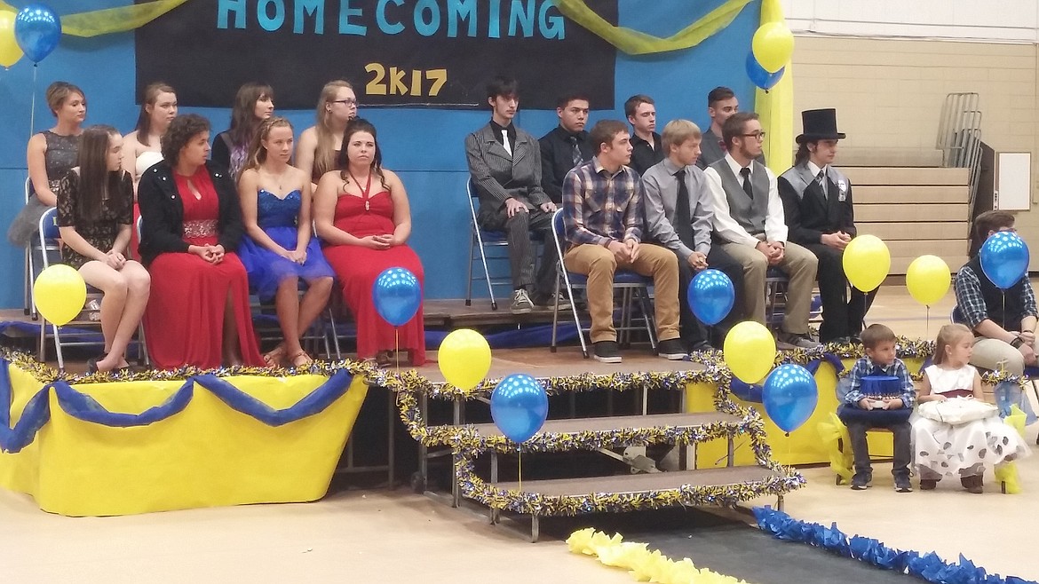 Libby homecoming royalty candidates, their escorts and crownbearers attend the homecoming cornonation Thursday at Libby High School. (Photo by Suzanne Resch)