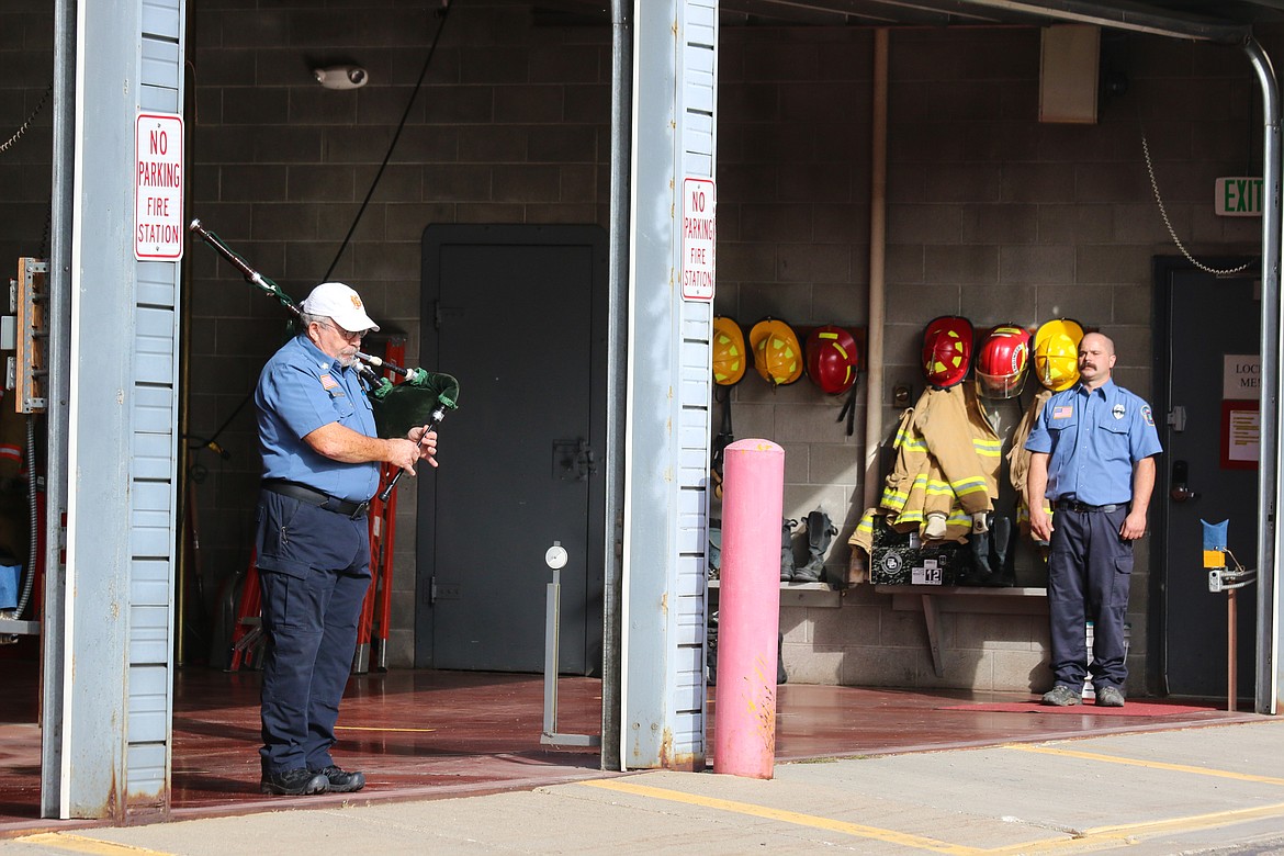 Photo by Mandi Bateman
Bonners Ferry Firefighter Pat Warkentin brought the audience and all the participants to the emotional conclusion with his rendition of &#147;Amazing Grace.&#148;