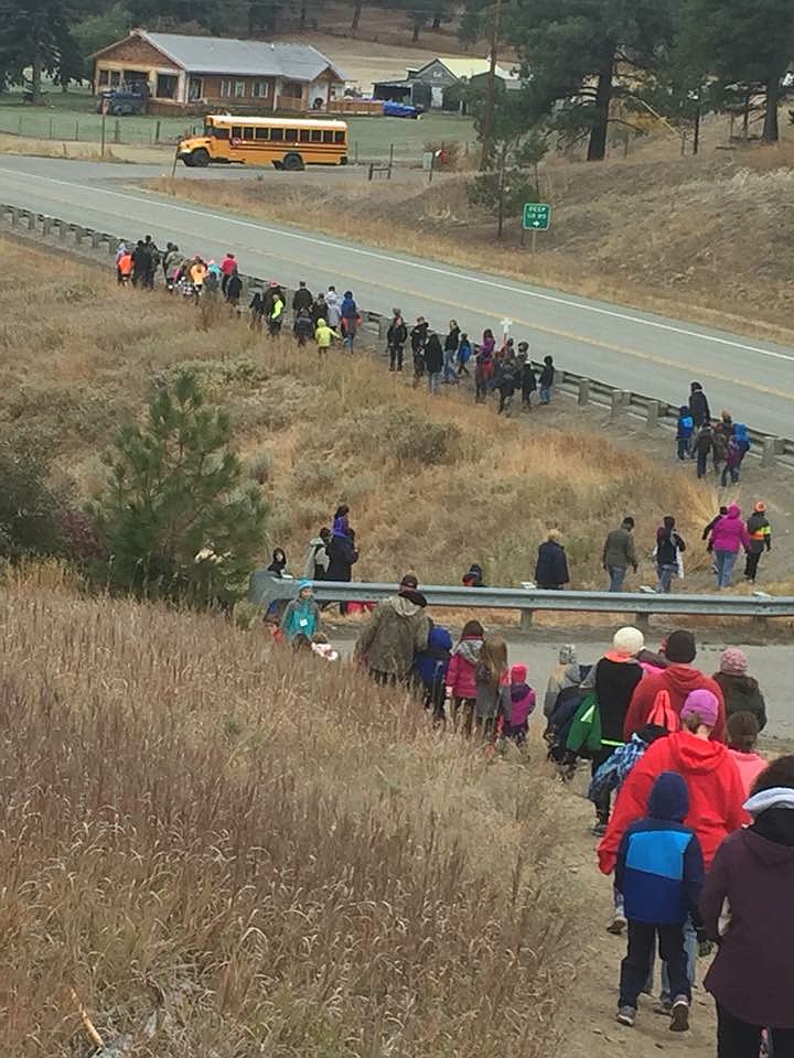 Fortine students turned out in force for National Walk to School Day.