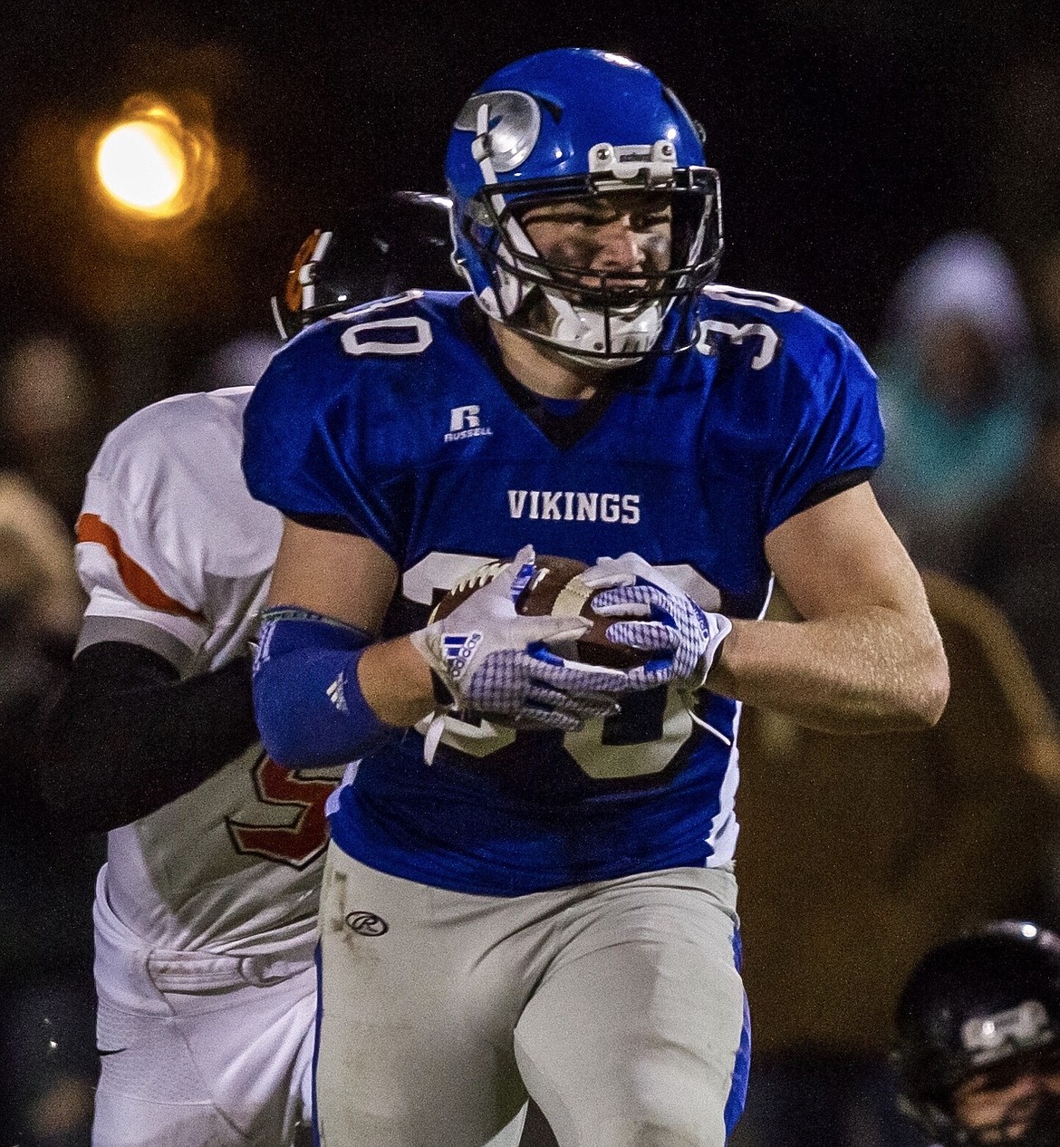 Photo by Cheryl Nichols Photography
The Coeur d&#146;Alene High football Nosworthy&#146;s Hall of Fame offensive player of the game is running back/linebacker Caleb Beggerly. Caleb ran for 152 yards and 4 TDs on just 12 carries in the Vikings&#146; 59-29 victory over Post Falls on Friday. Caleb also had an outstanding game on defense, including an interception.