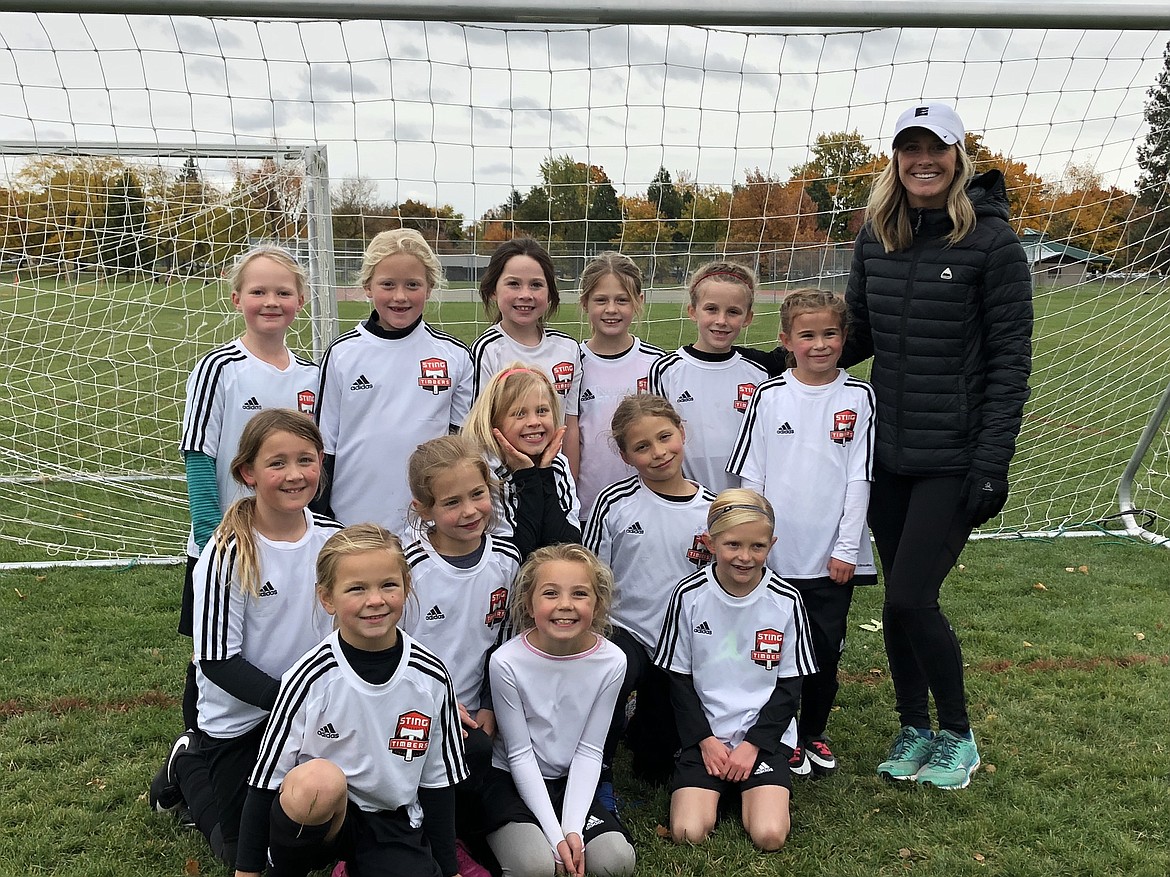 Courtesy photo
The Sting Timbers &#145;09 girls lost their first game to Valor Monk, then won game two vs. Valor SC Tucker in Spokane this past Saturday. In the front row from left are Jersey Larson, Tayla Ruchti and Ashley Yates; second row from left, Addison Karoblis, Madeline Witherwax, Isabella Rice and Tamzyn Feierabend; and back row from left, Nell Dodge-Hutchins, Molly Carroll, Phinalley Voigt, Chloe Burkholder, Sierra Sheppard, Catherine Storey and coach Aly Houghton.