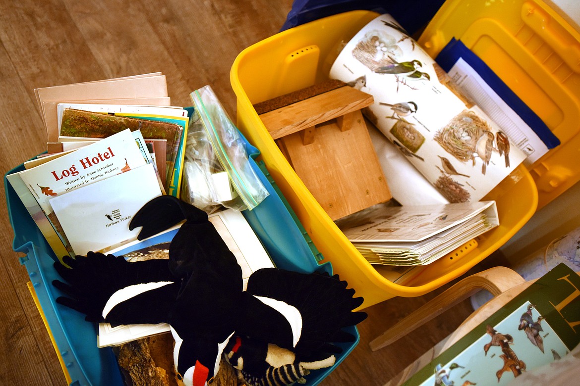 Two large boxes stuffed with items that can bring the outside world into the classroom on display at the trunk education workshop on Thursday at Lone Pine State Park.