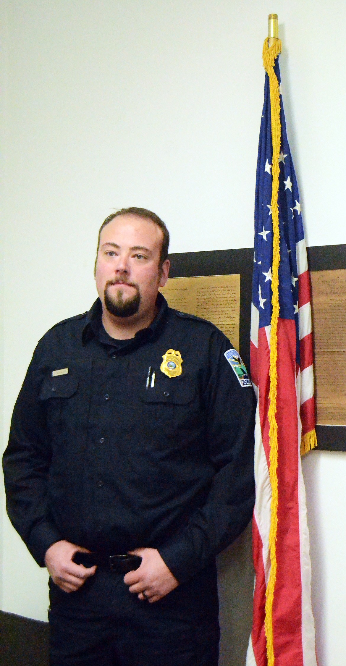 Officer Winslow ready for duty (Erin Jusseaume/ Clark Fork Valley Press)