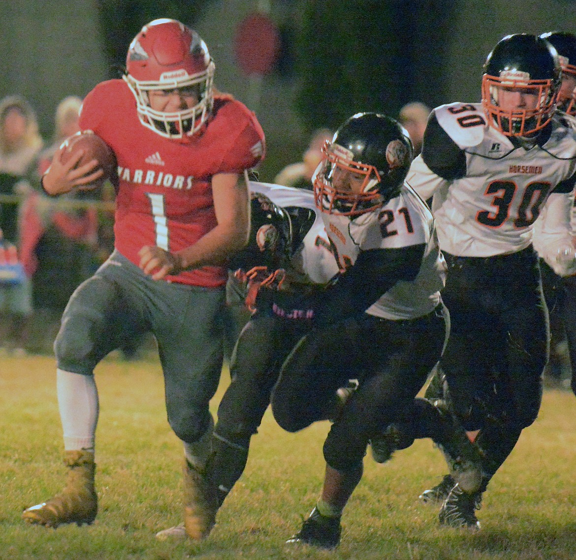 ARLEE RB Will Will Mesteth runs in the end zone to score the first touchdown of game in the second Plains-Arlee game Friday night at Arlee High School. (Jason Blasco/Lake County Leader)