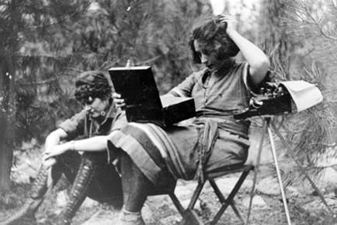 Nell Shipman on location in the Idaho wilderness.
(Photo courtesy Boise State University Albertsons Library Special Collections and Archives)