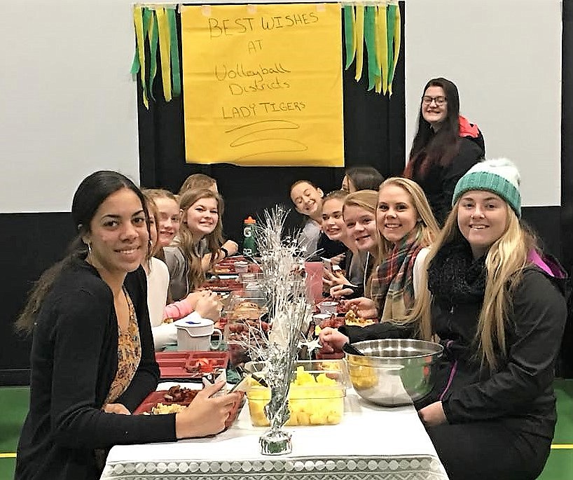 The St. Regis Lady Tigers were treated to a celebration dinner for 14C Districts. They did not make it to Divisionals after being beaten by Noxon. (Photo courtesy Dawn Palmer)