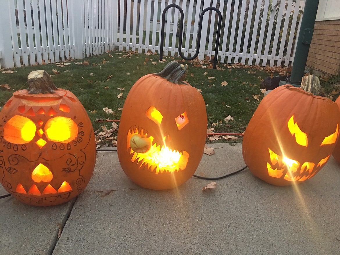 (Photo courtesy RANDY WILHELM)
Some of the pumkins carved by Lake Pend Oreille High School students as they set up a jack-o&#146;-lantern stroll at Valley Vista Care of Sandpoint on Halloween.