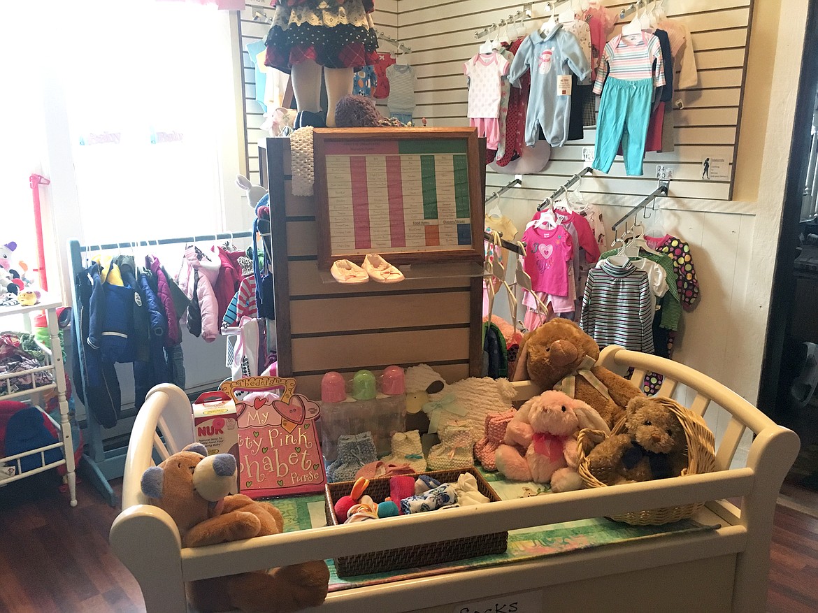 New and used baby clothes and supplies fill the Hope Family Resource Center&#146;s Baby Boutique in Kalispell. Parents who participate in the Learn to Earn Program can exchange vouchers they receive after completing parenting videos and homework for infant supplies. (Mackenzie Reiss/Daily Inter Lake)