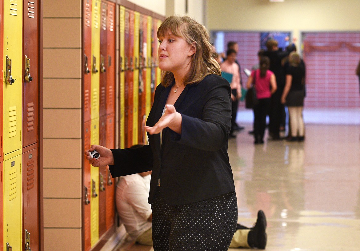 Glacier High School junior Jezalyn Schussler practices her speech Saturday.