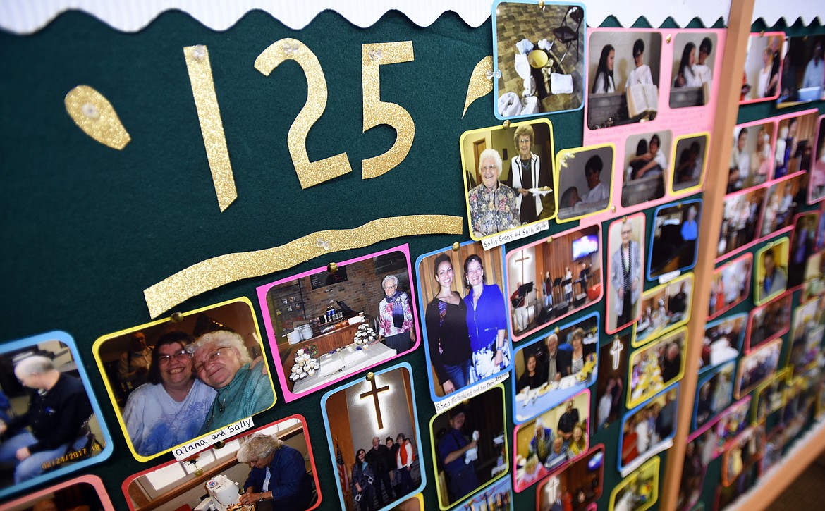 A photo board showing the history of the church on display at Purpose Church, formerly the First Baptist Church.(Brenda Ahearn/Daily Inter Lake)