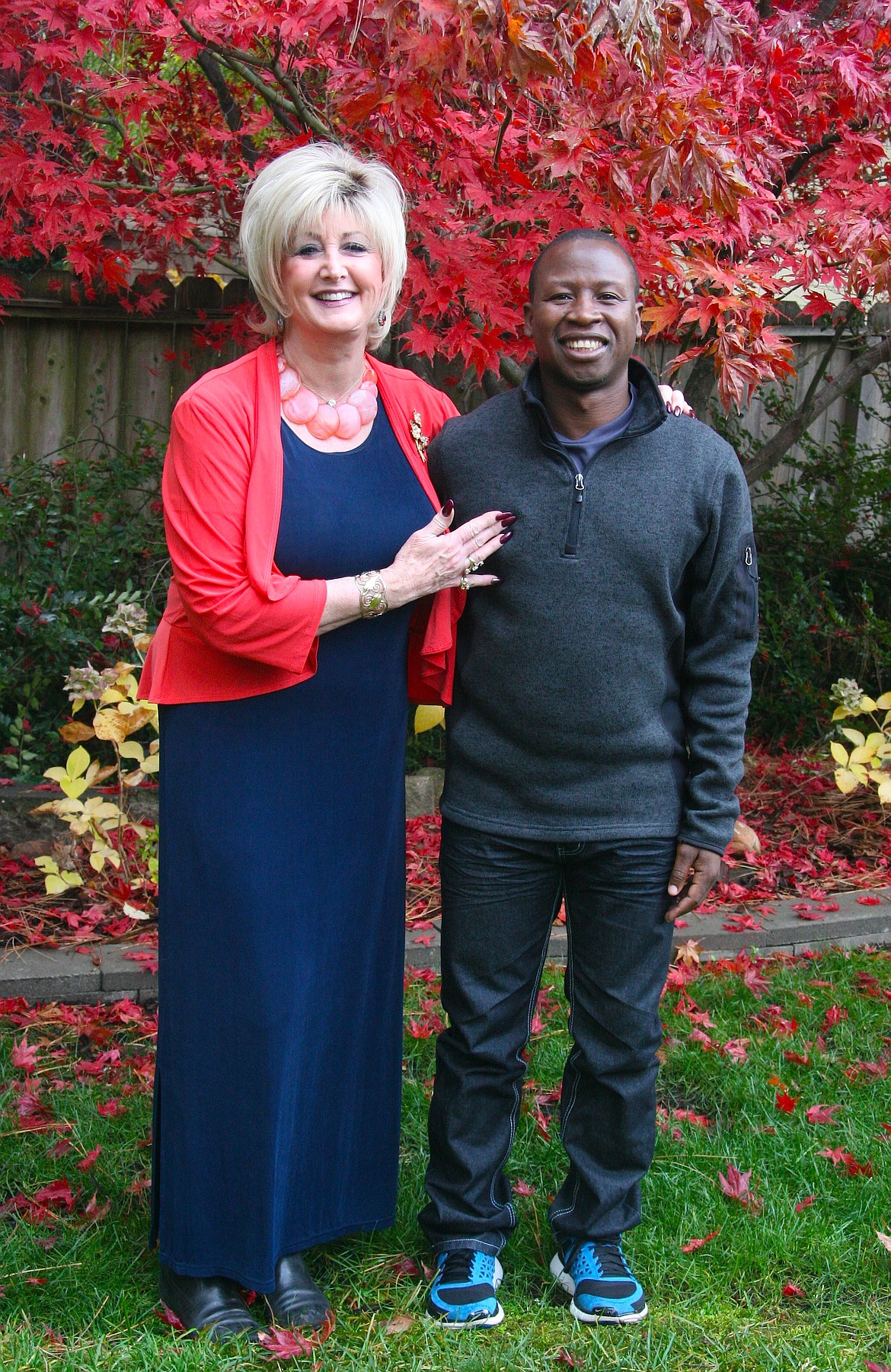 BRIAN WALKER/Press
Local nurse and business owner Lynn Rinker paid for Brave Sikangila&#146;s trip here from Zambia so he could receive medical training to teach those in clinics in his home country. The two met during a medical mission in Zambia eight years ago.