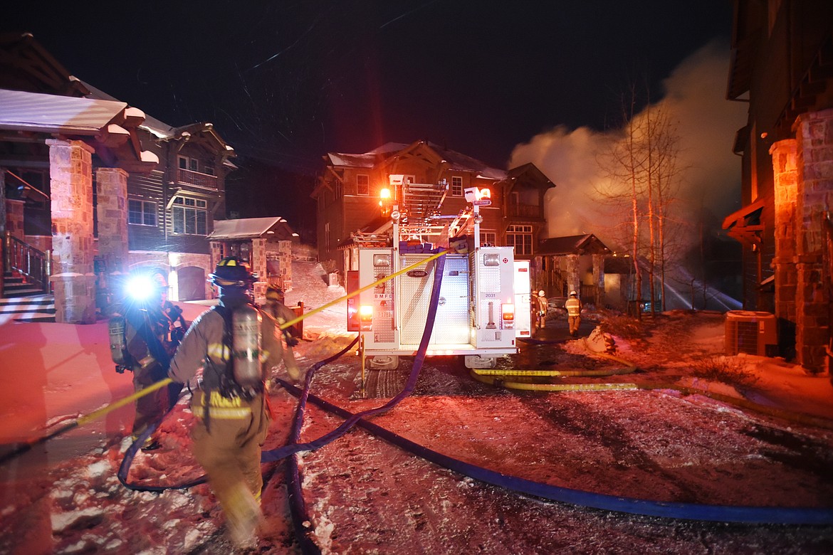 Nearly 30 firefighters responded to a fire on Slopeside Drive on Big Mountain on Thursday night, November 2. No one was injured.(Brenda Ahearn/Daily Inter Lake)