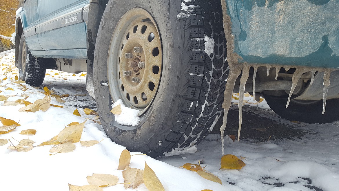 Photo by Mandi Bateman
During the Winter Driving class, put on by the Boundary County Sheriff&#146;s Office, appropriate tires for the conditions was stressed.