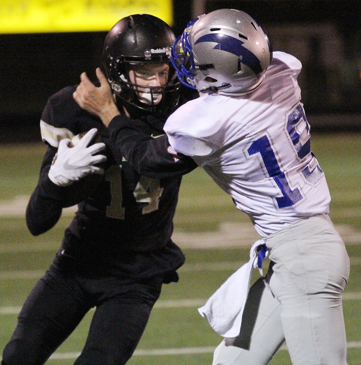 Rodney Harwood/Columbia Basin HeraldRoyal senior Corbin Christensen (14) caught five balls for 88 yards, including this 34-yard strike, during Friday's victory over La Salle in District 5 1A Crossover action.