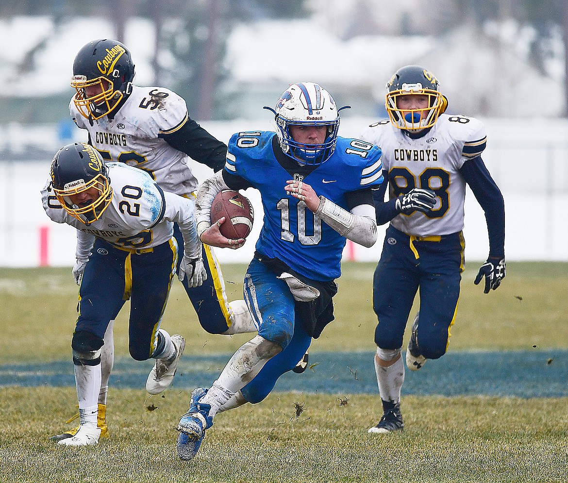 Quarterback Austin Green splits the defense.