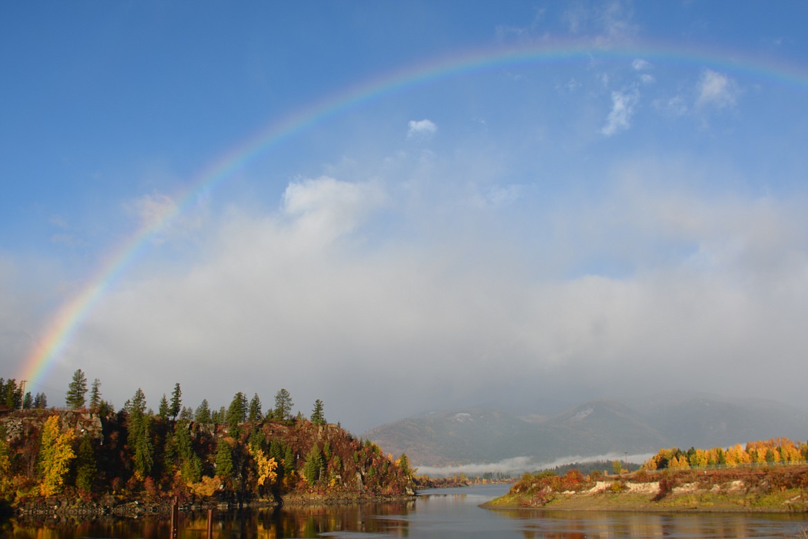 Photo by Don Bartling
Rainbows appear in the part of the sky opposite the sun, usually in the early morning or late afternoon as seen in this picture above the Kootenai River.