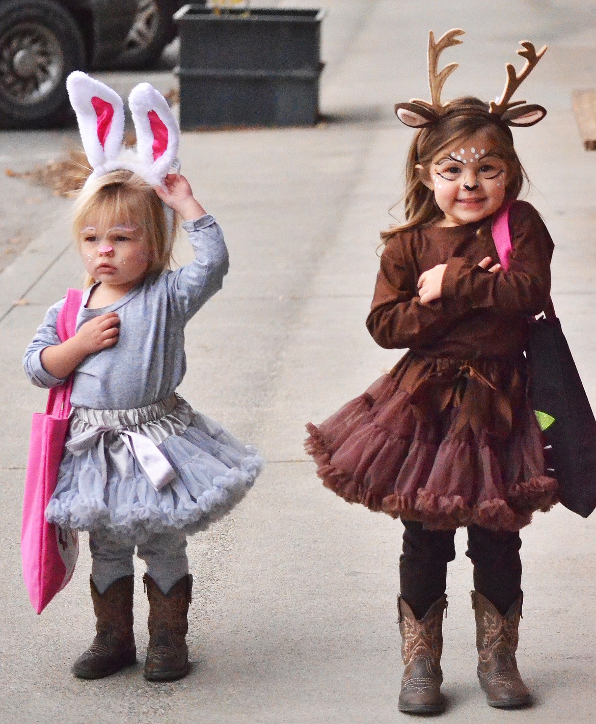 These little cuties had handmade costumes by mom as they treated more than tricked on Halloween (Erin Jusseaume/ Clark Fork Valley Press)