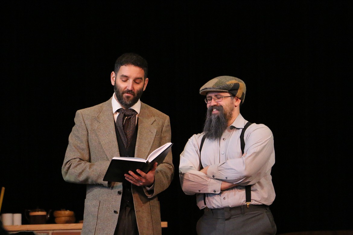 (Photo by MARY MALONE)
Local actors Seneca Cummings, left, and Cory Repass, right, are performing as Ralph Waldo Emerson and Joshua Barnett respectively in a production of the play, &#147;Walden: The Ballad of Thoreau,&#148; at the Heartwood Center.