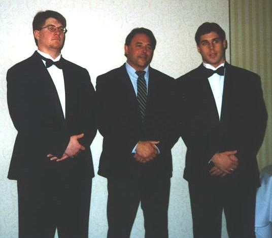 (Courtesy photo)
Pictured from left to right at an awards banquet in 1997 are Bulldog left tackle Dave Rust, who is now an Orthopedic surgeon in Minnesota, former head coach Satini Puailoa, and Dave Mattingley, who is now a lawyer in Montana.