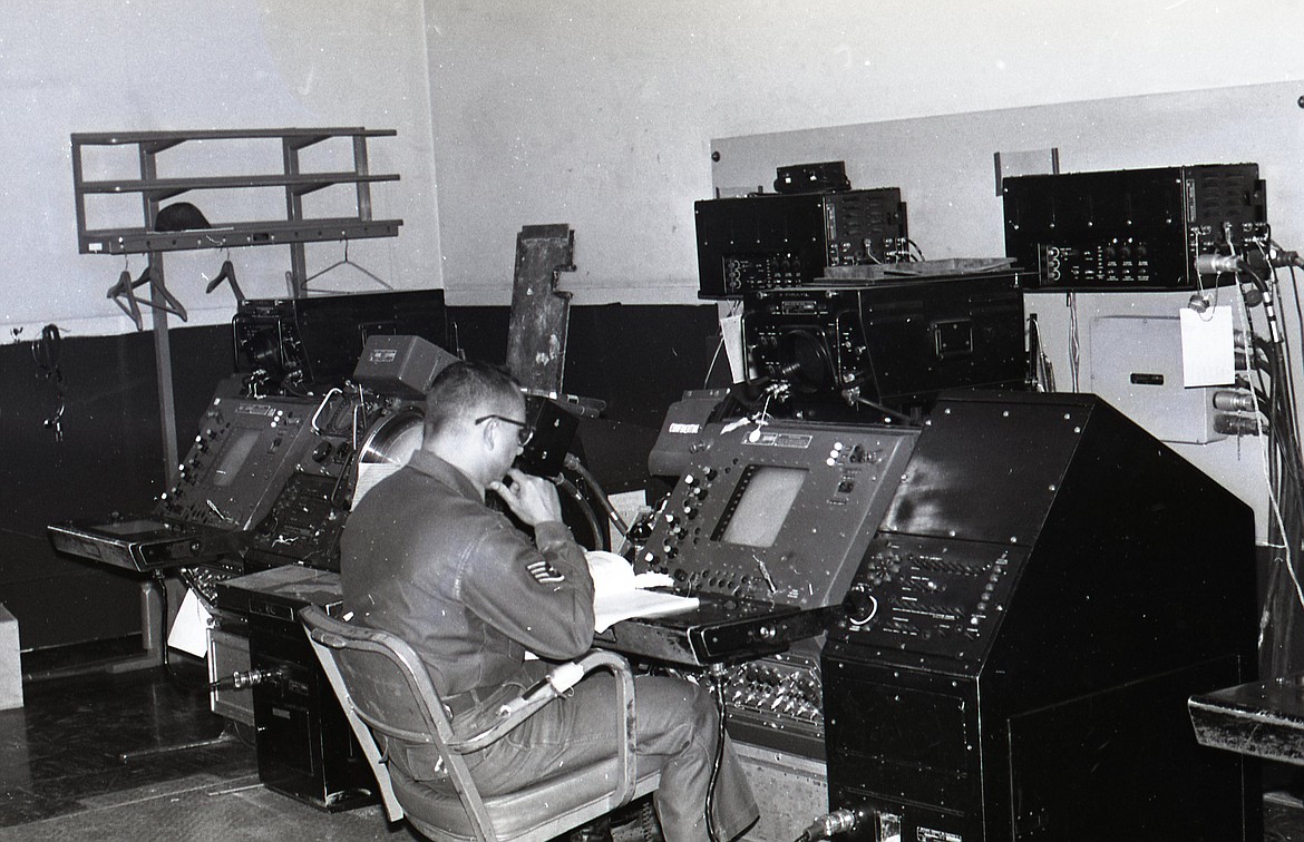 Sgt. Louis Fritz works at a radar screen at the Kalispell Air Force Station in Lakeside in 1967. (Daily Inter Lake file)