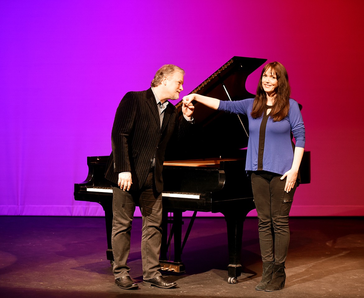Erica von Kleist and Mike Eldred in the Whitefish Performing Arts Center. The pair, along with seven other local musicians, will be performing The Gift of Thanks, a benefit concert, on Sunday, Nov. 19, at 7 p.m. (Brenda Ahearn photos/This Week in the Flathead)